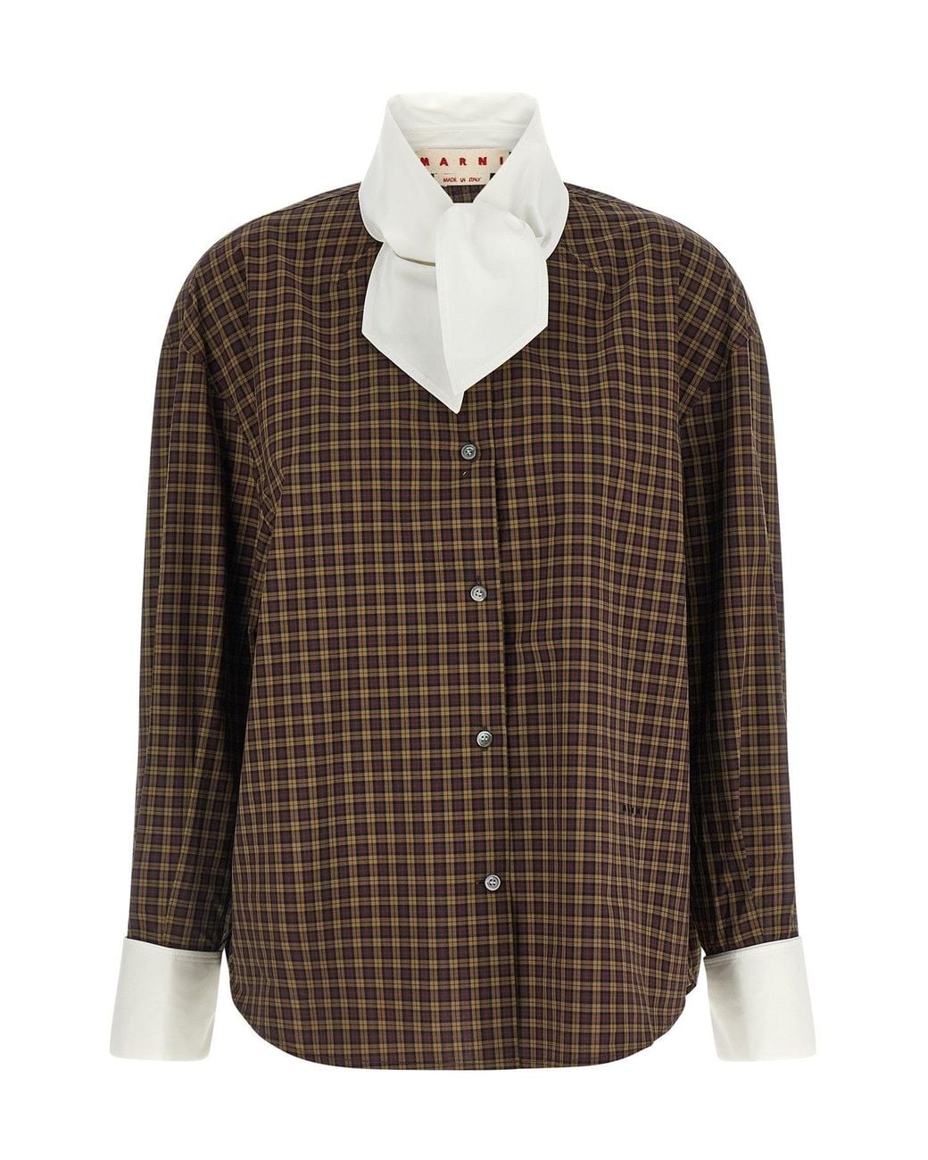 Marni Brown Foulard Collar Shirt