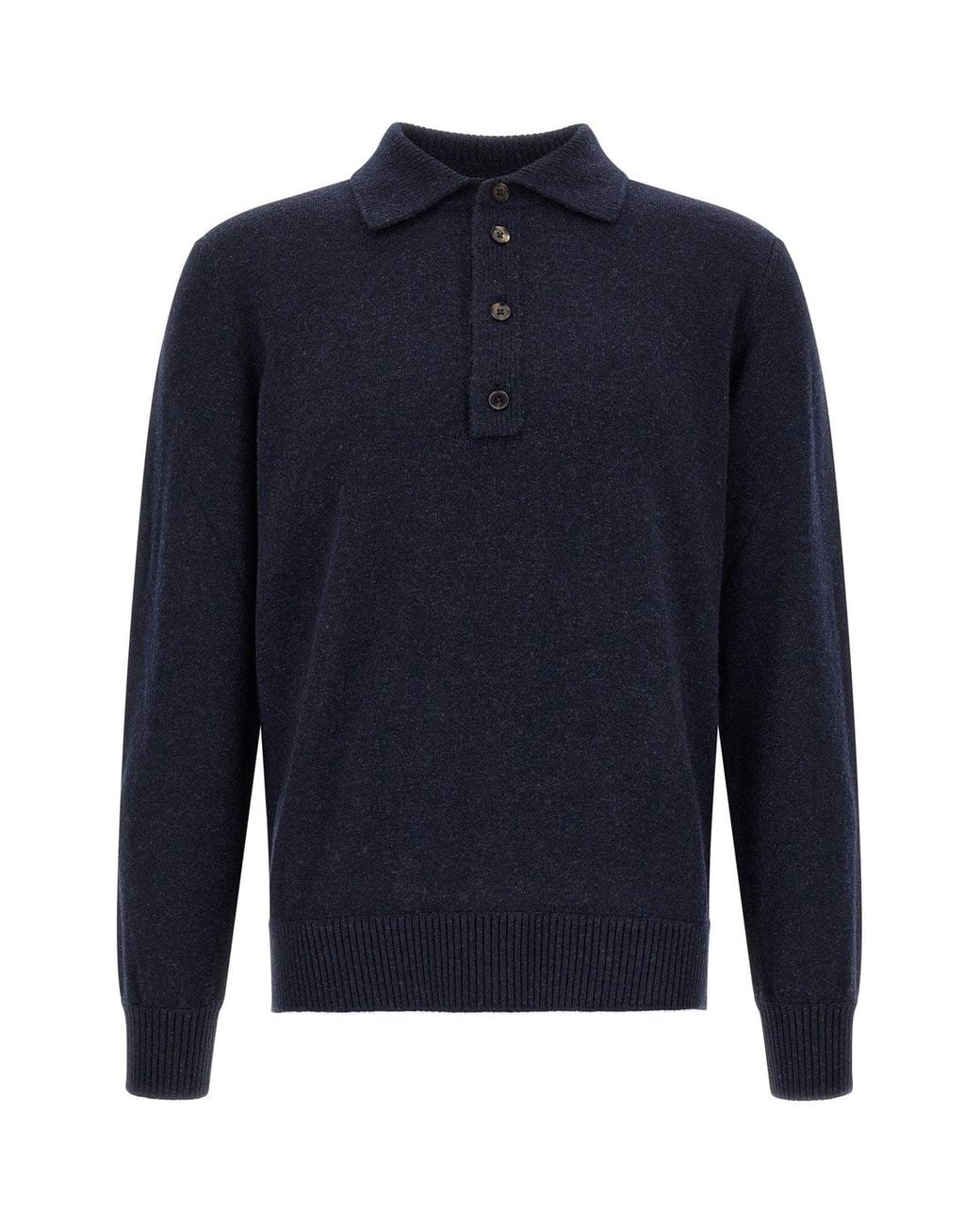 Zegna Blue Wool And Cashmere Polo Shirt for men
