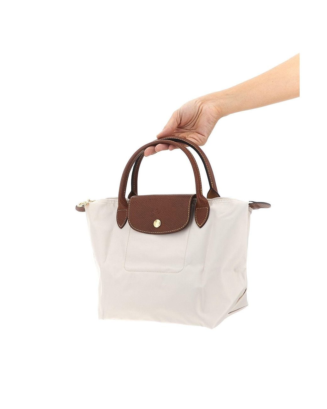 Longchamp Brown Top-Handle Bag With Leather Trim