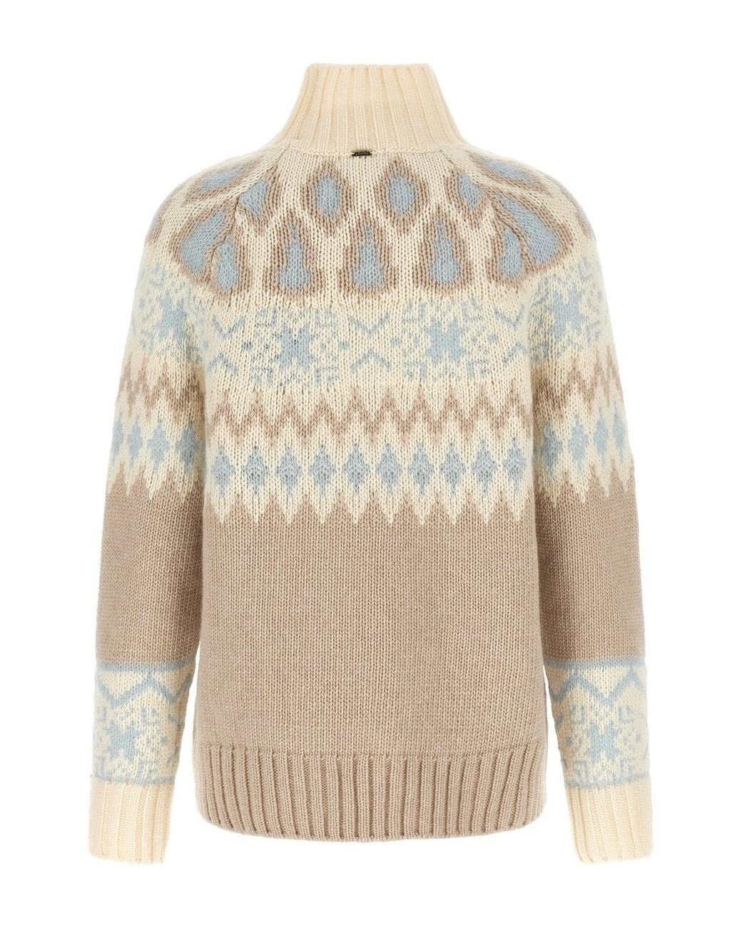 Herno Natural Wool And Cashmere Intarsia Sweater