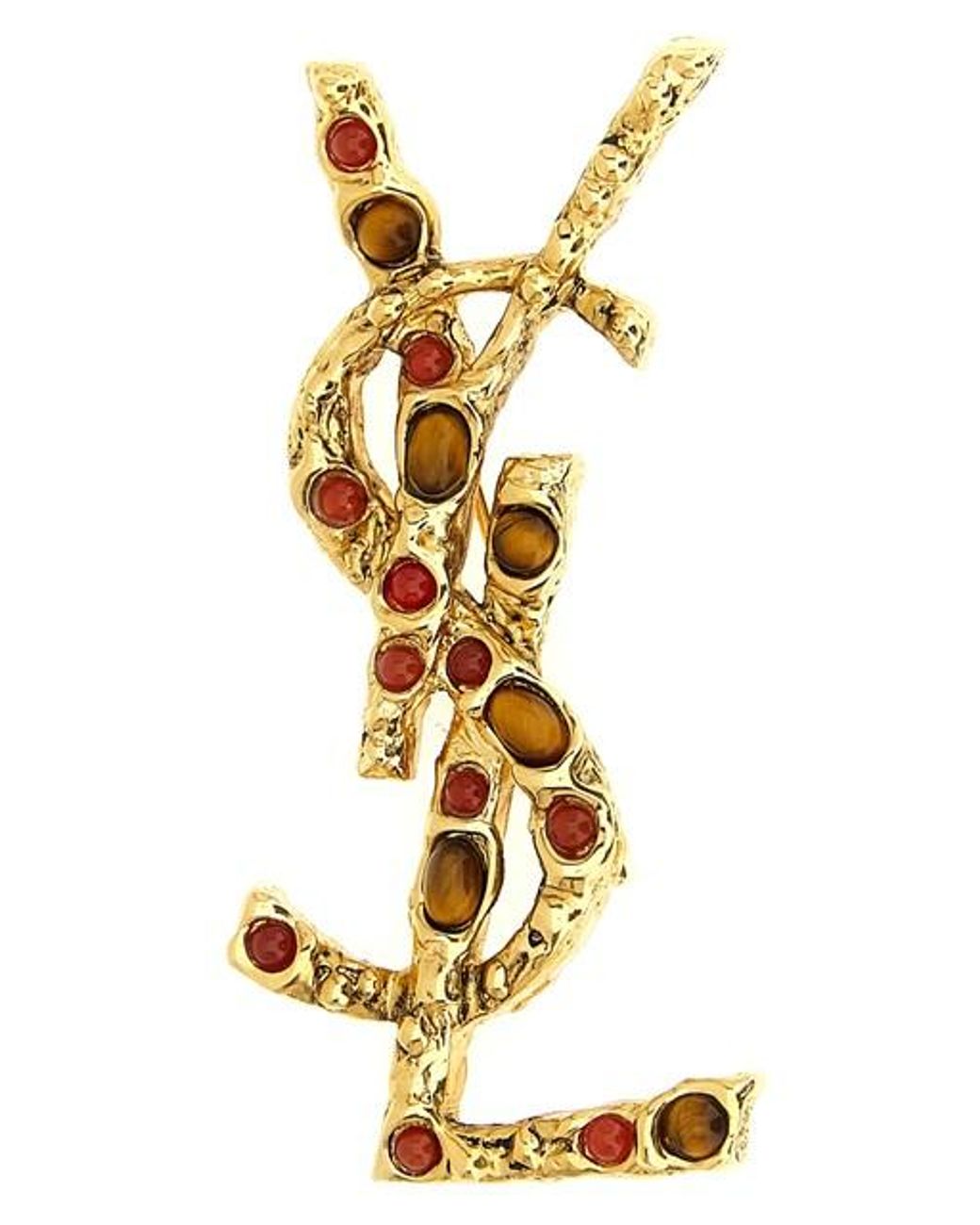 【関税＆送料込み】Saint Laurent Cassandre Brooch Saint Laurent Cassandre YSL Brooch | Gold | FARFETCH