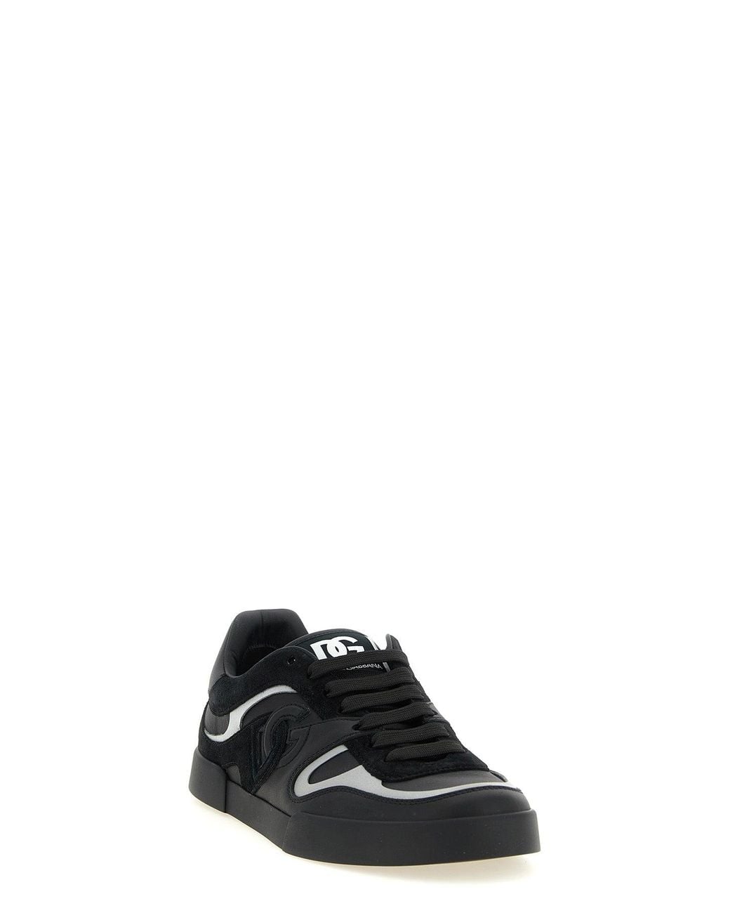 Dolce & Gabbana Black Portofino Sneakers With Suede Overlays for men
