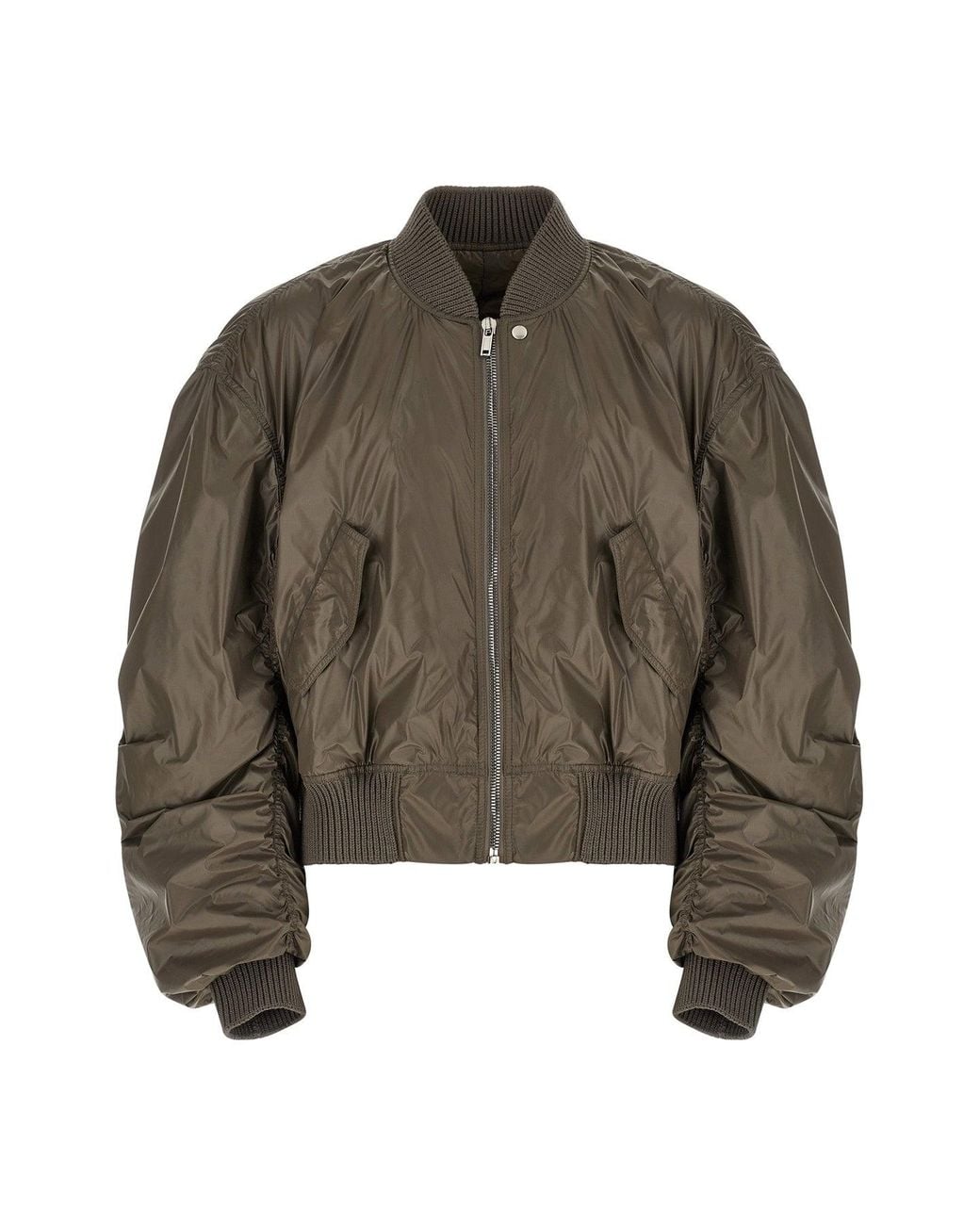 Rick Owens Brown Bomber With Ruched Sleeves for men
