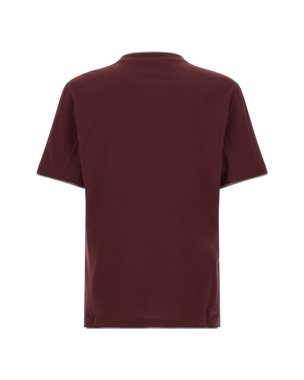 Brunello Cucinelli Red Double Layer T-Shirt for men