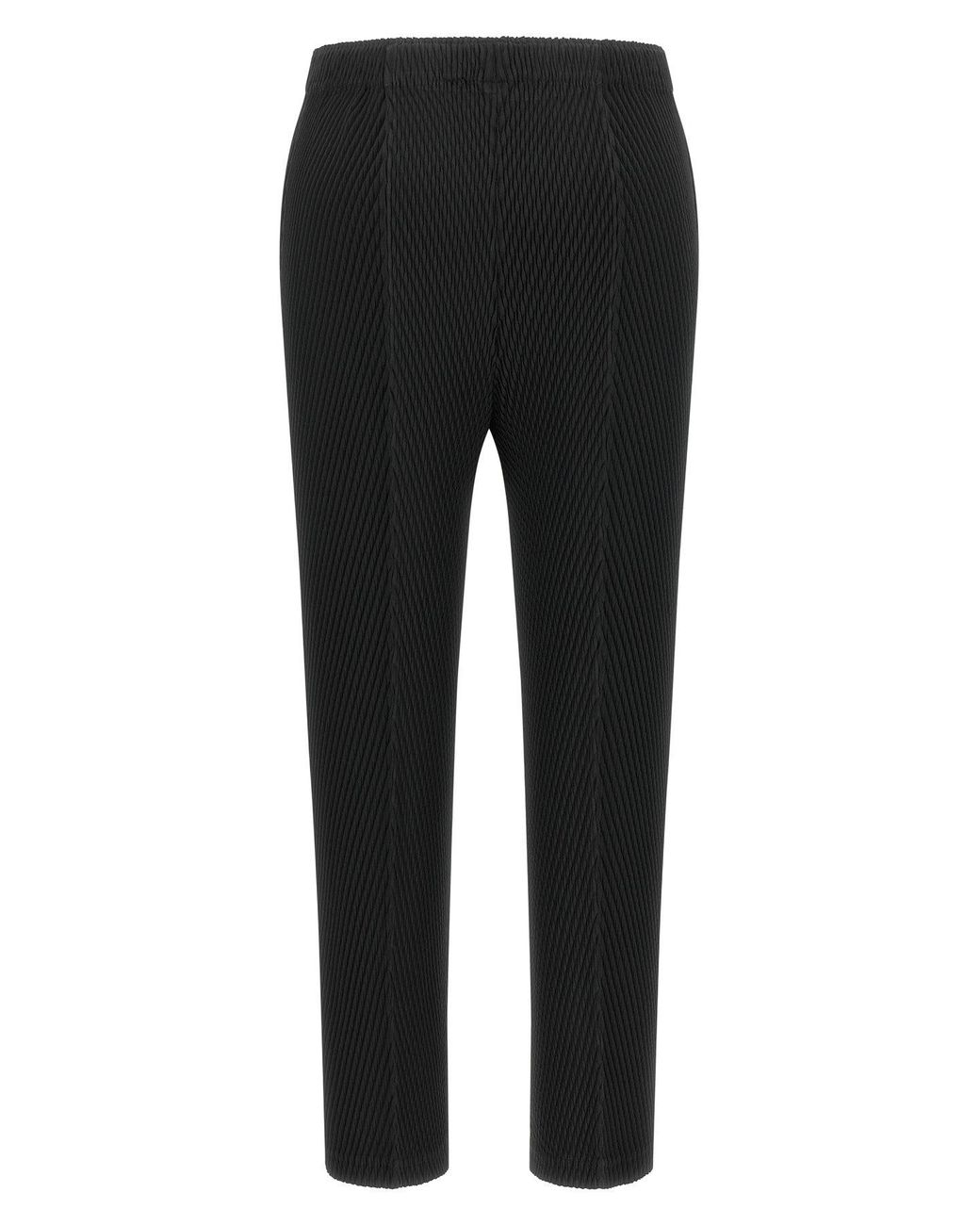 Issey Miyake Black Trousers 'Rhombus Pleats'