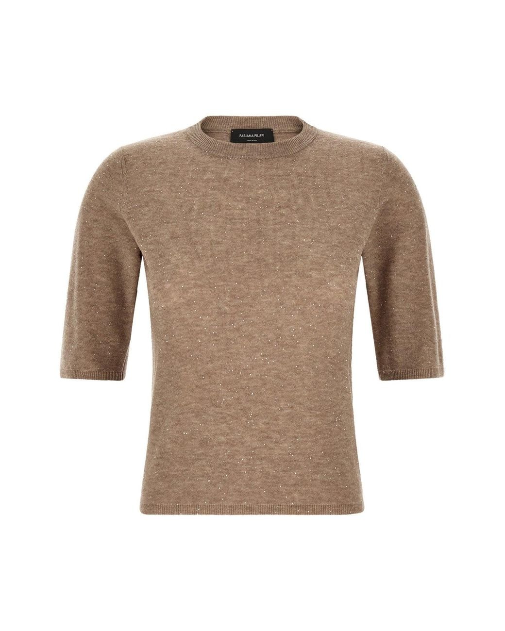 Fabiana Filippi Natural Micro Sequin T-Shirt
