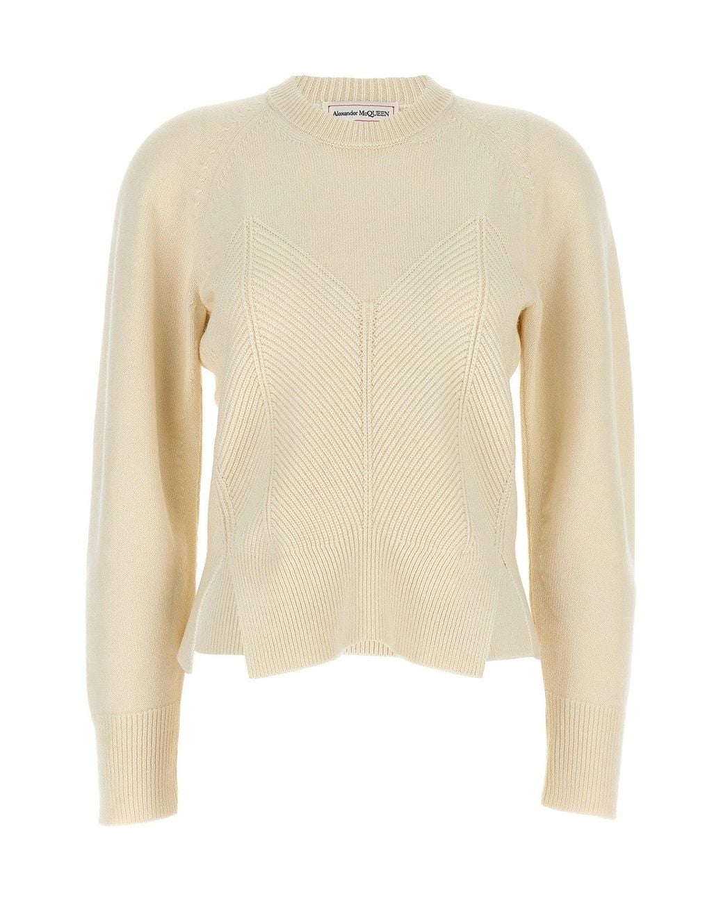 McQueen White Sweater 'Chevron Corset'