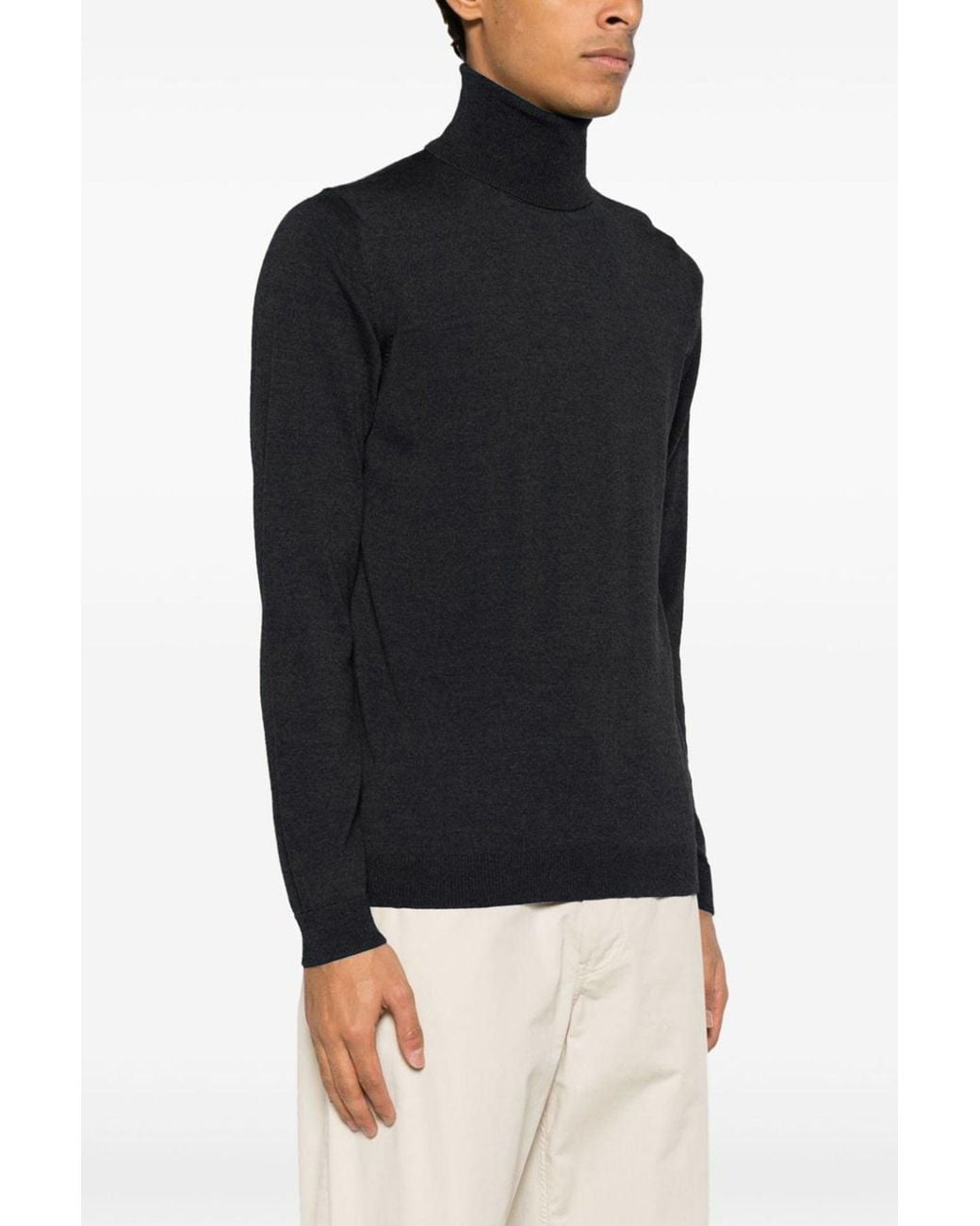 Roberto Collina Black Sweater 'Dolcevita' for men