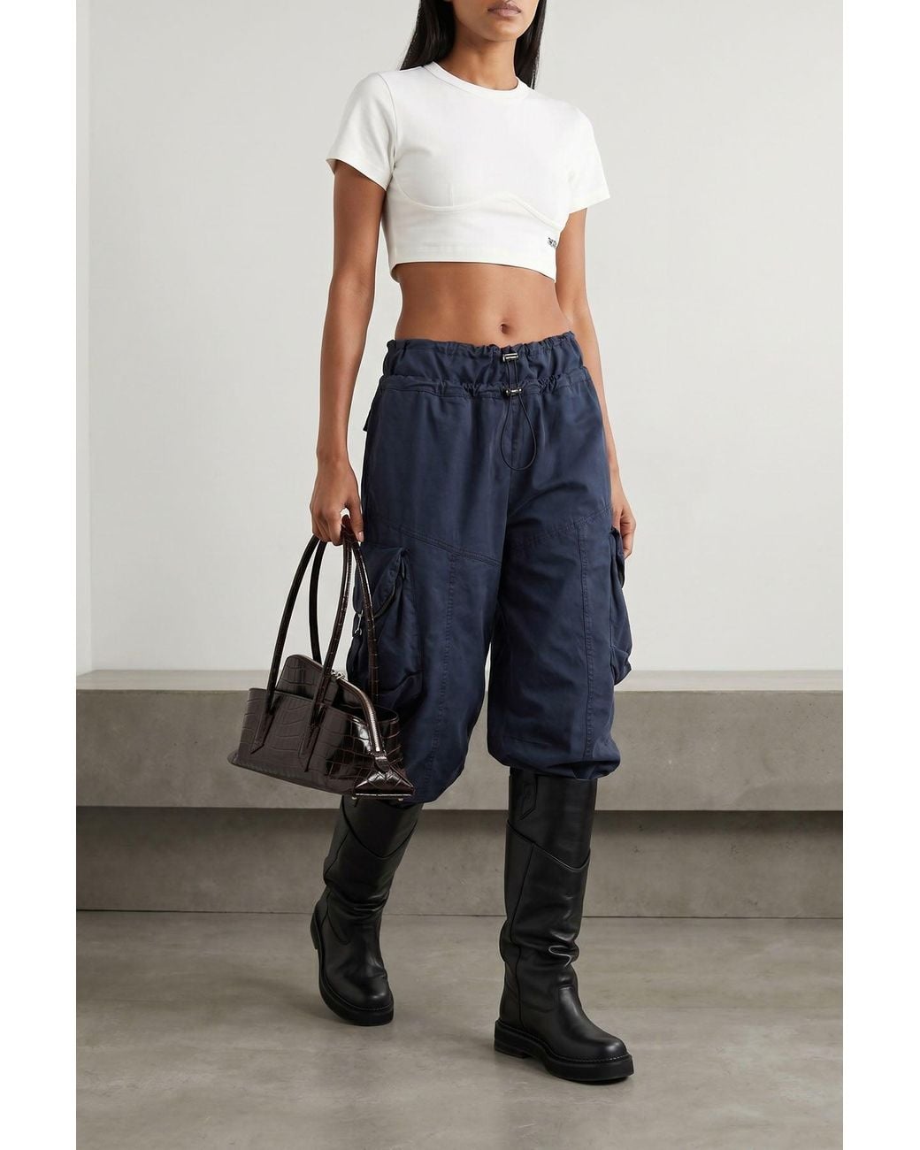 The Attico White Bustier Crop T-Shirt
