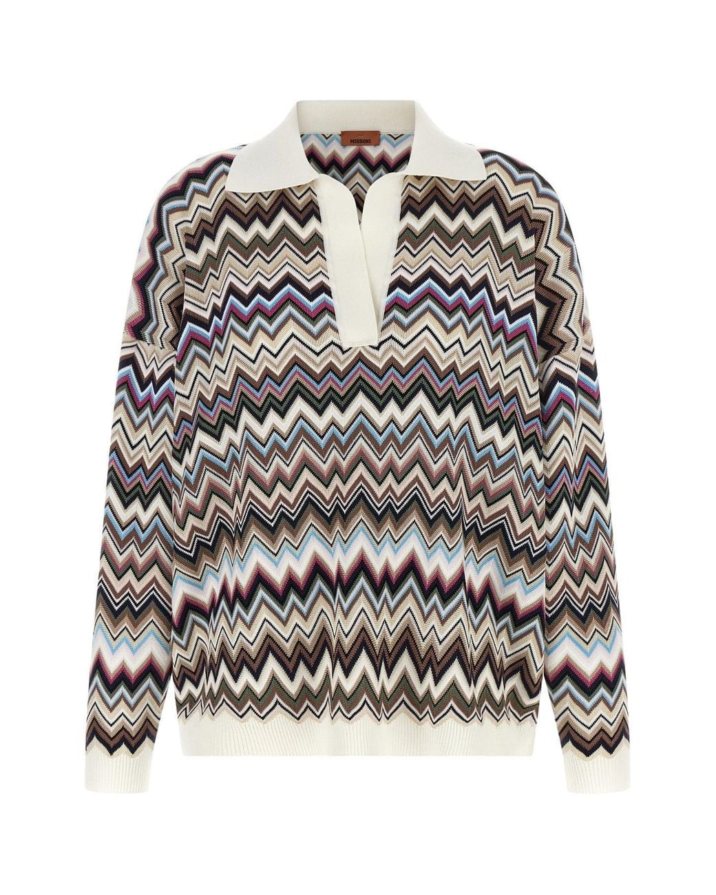 Missoni Multicolor Zigzag Knit Polo