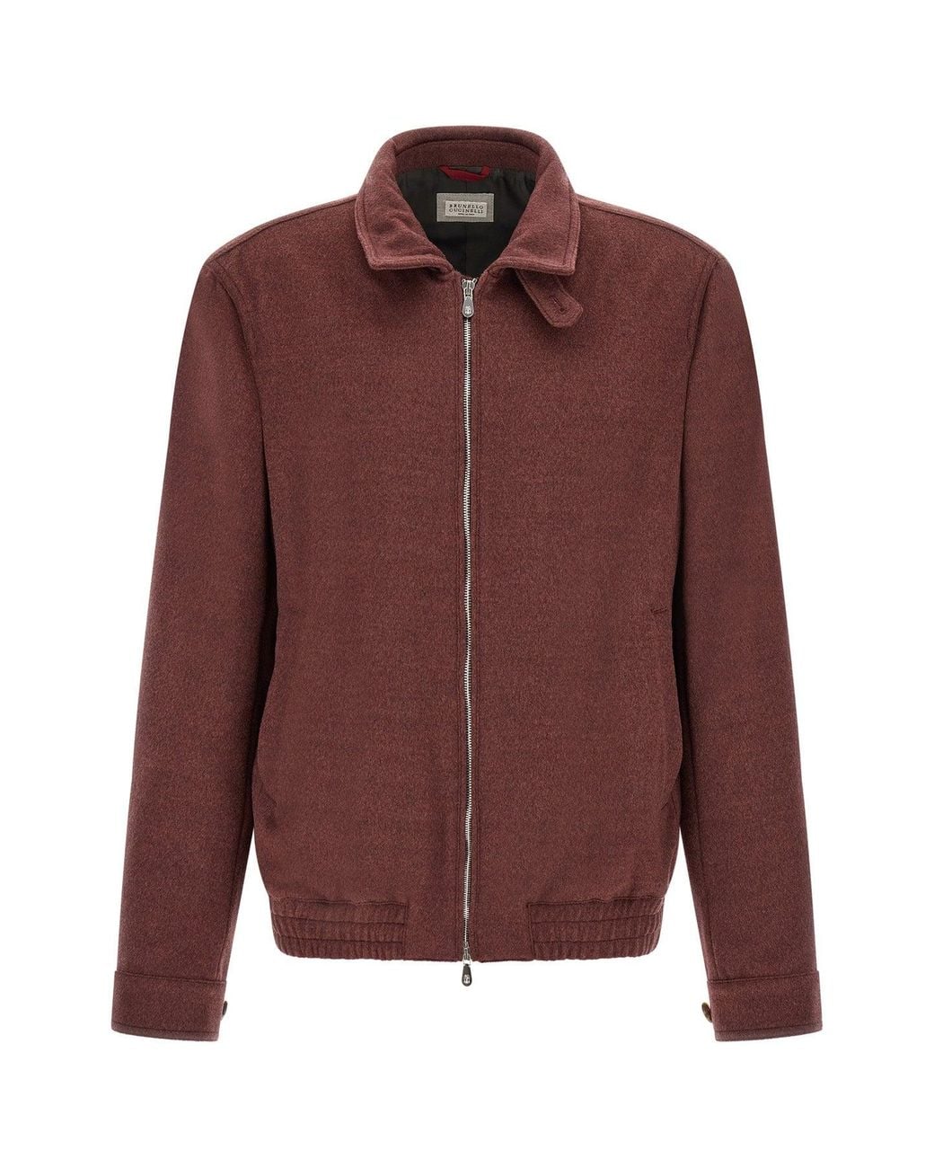 Brunello Cucinelli Brown Virgin Wool Beaver Bomber Jacket for men