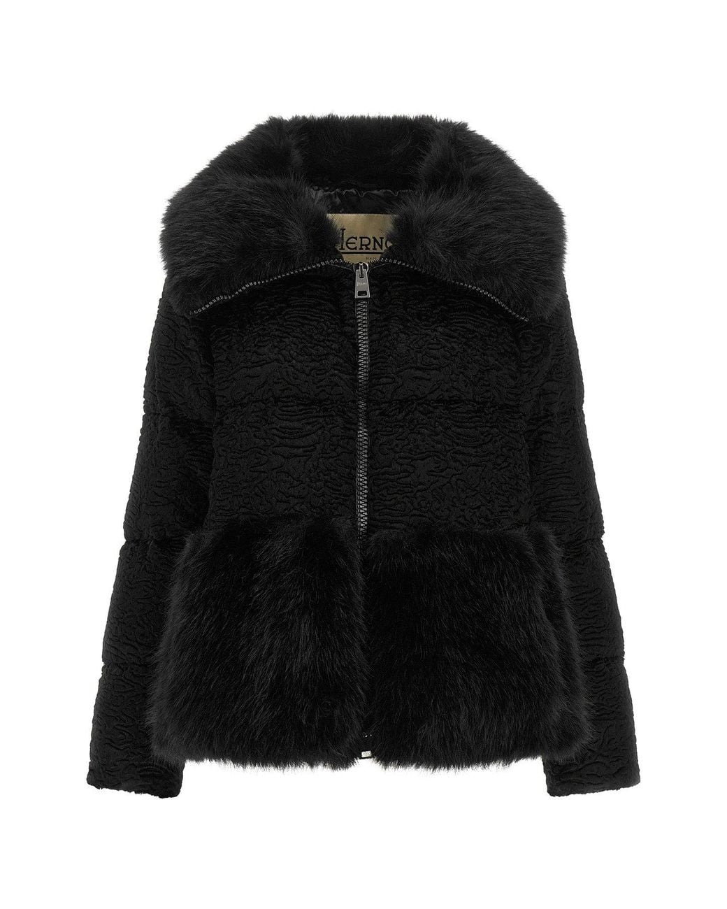 Herno Black Astrakhan Effect Jacket