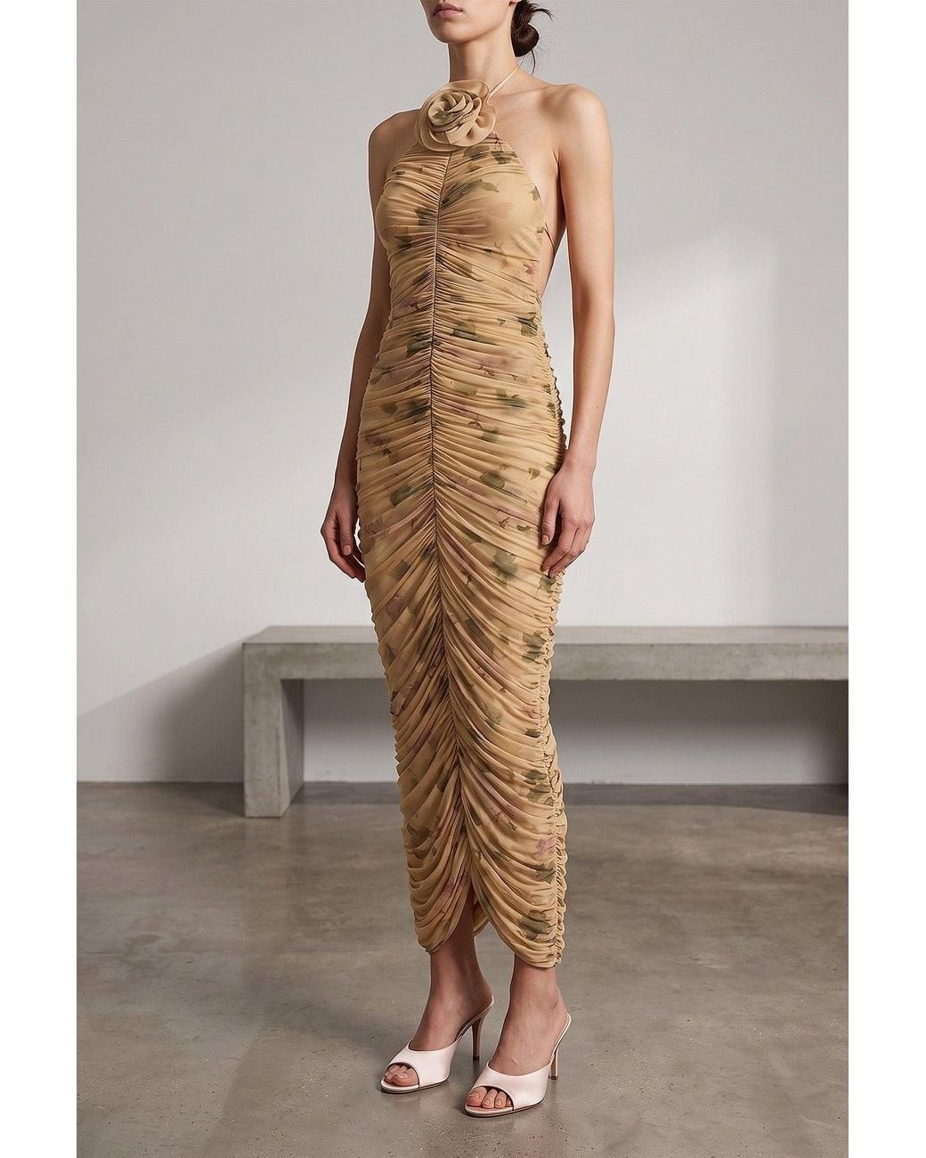 Magda Butrym Metallic The 'Dress37' Gown With 3D Floral Embellishment
