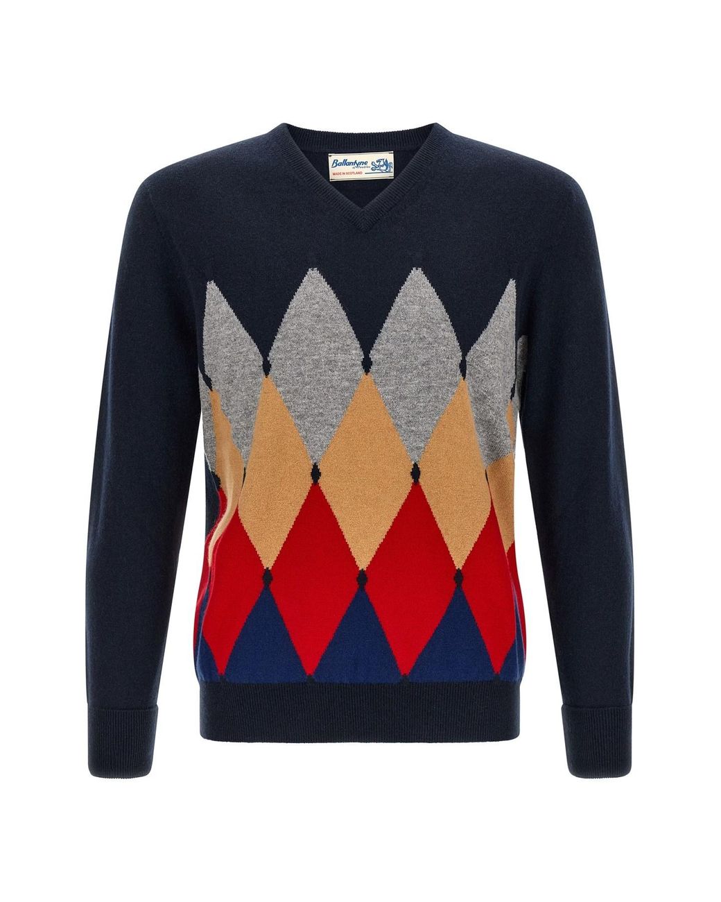 Ballantyne Blue 'classic Diamond' Intarsia Sweater for men
