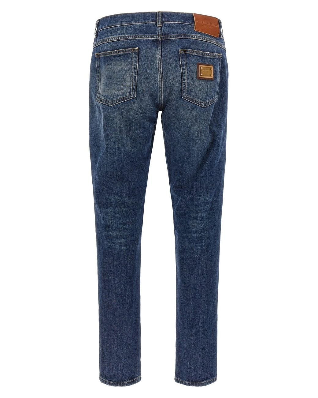 Dolce & Gabbana Blue Jeans With Metal Logo Plaque for men