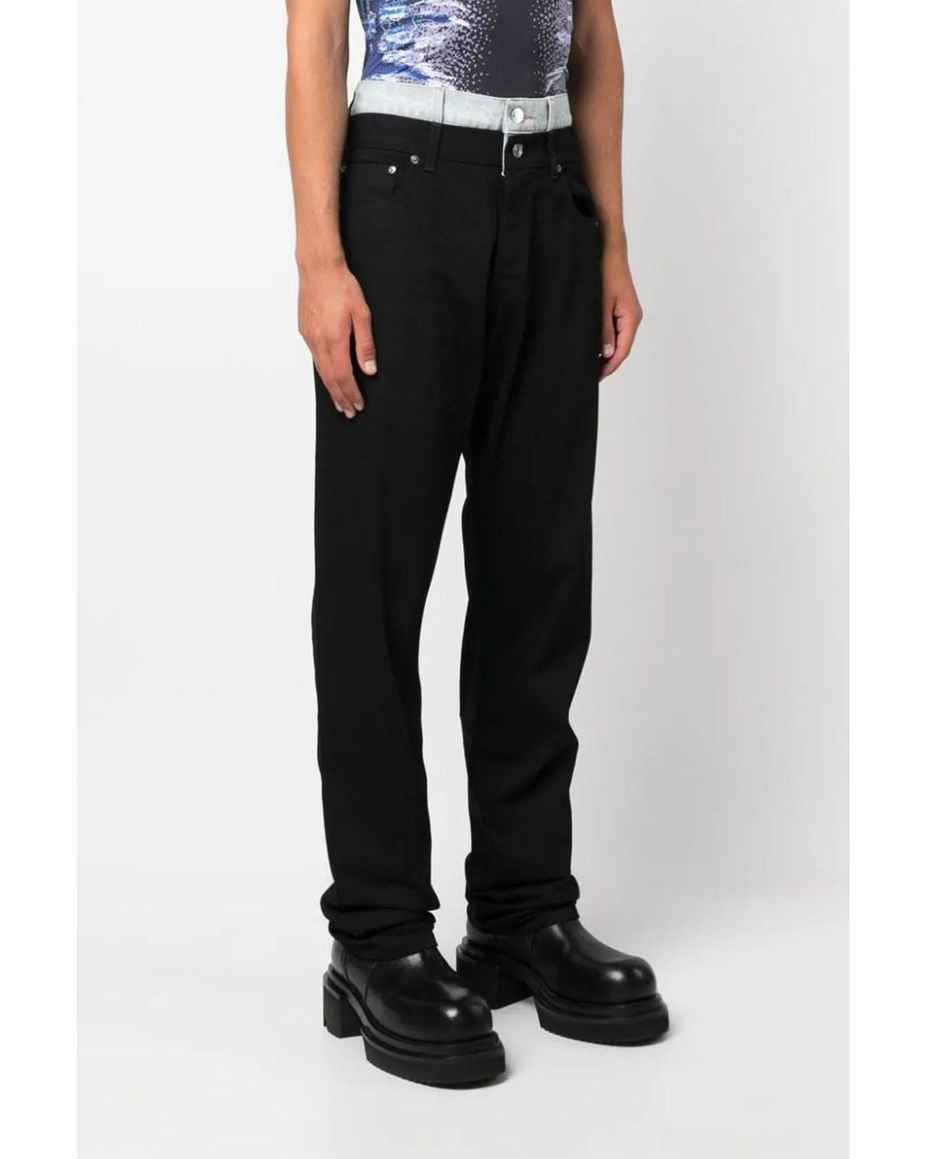 VTMNTS Black 'Double Waist' Jeans for men