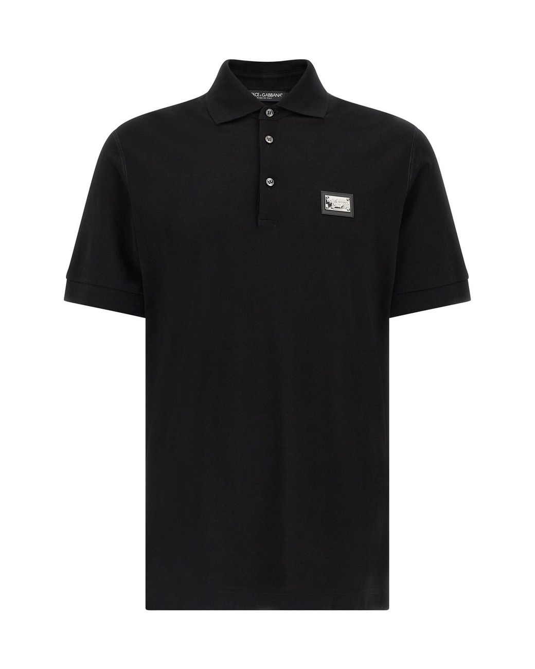 Dolce & Gabbana Black Logo Plate Polo Shirt for men