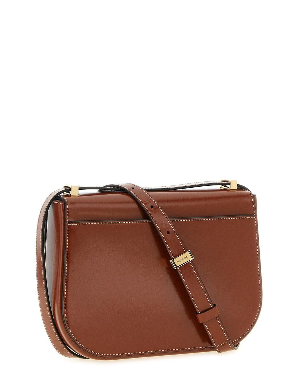 Ferragamo Brown Double Gancini Crossbody Bag