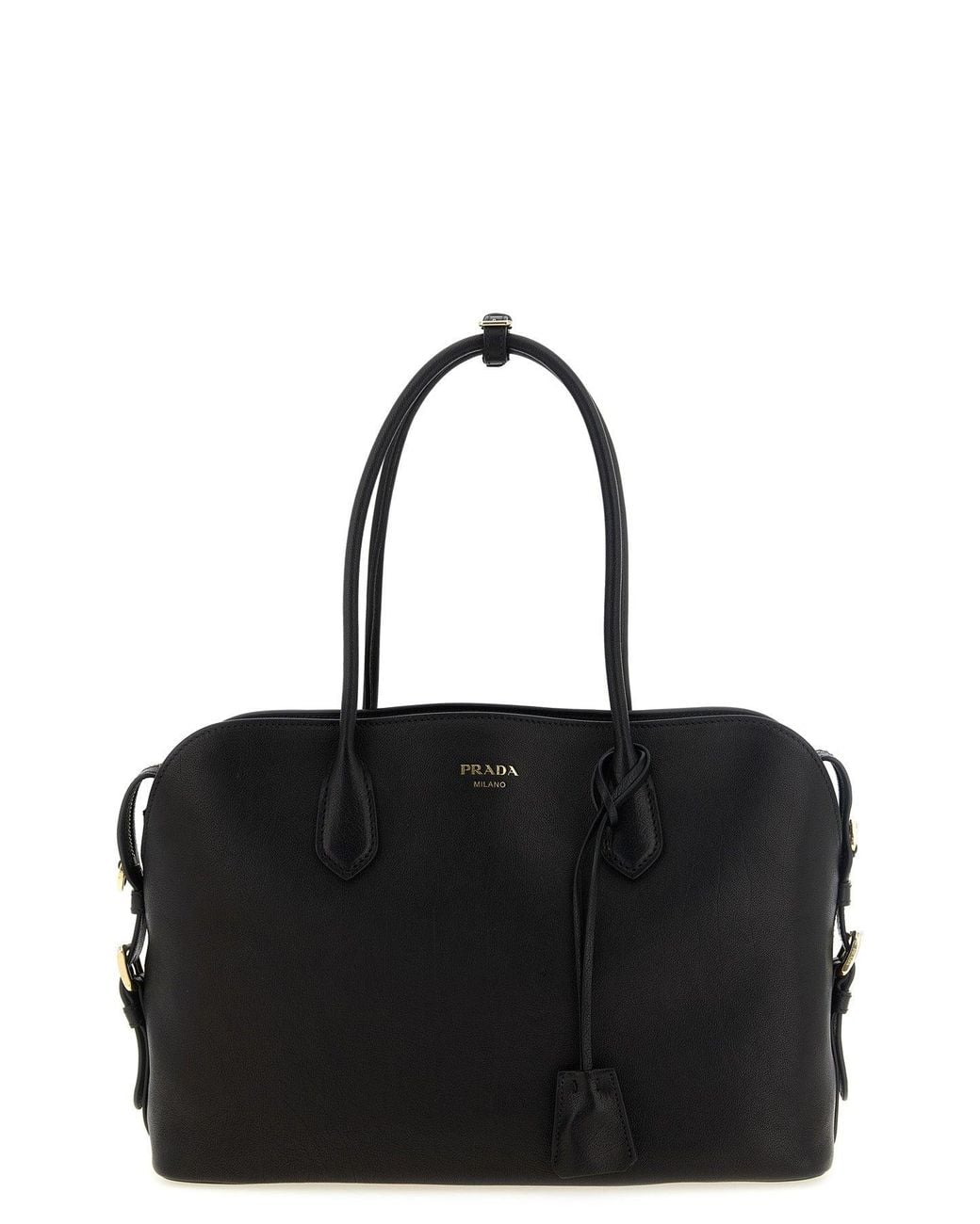 Prada Black Tote Bag With Side Buckles