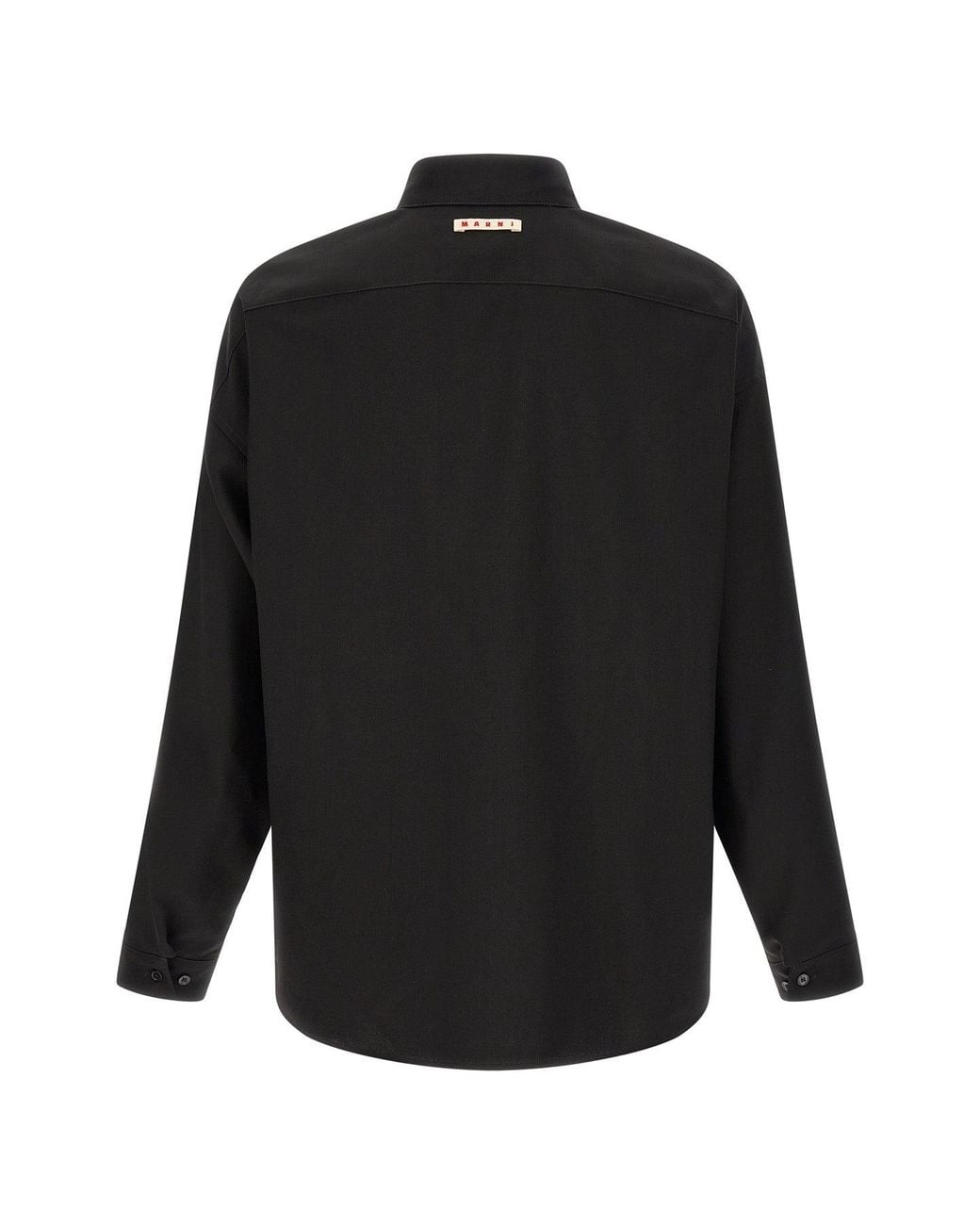 Marni Black Wool Shirt With Patch Pocket for men