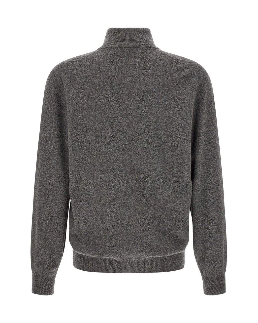 Brunello Cucinelli Gray Half-Zip Cashmere Sweater for men
