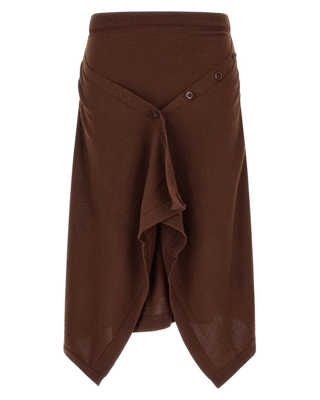 Lemaire Brown Asymmetric Buttoned Skirt