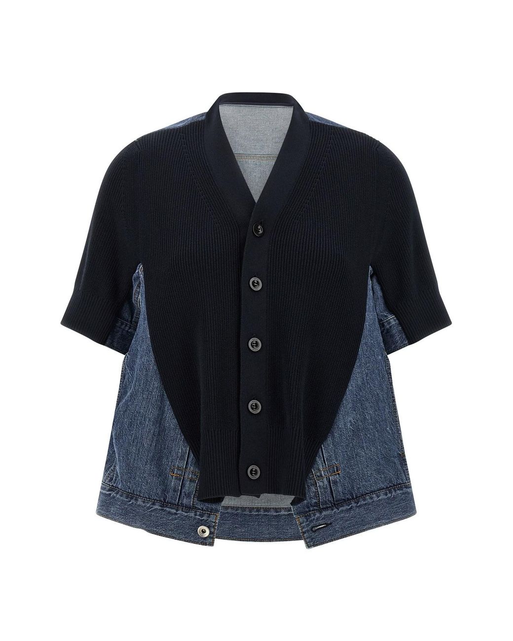 Sacai Blue 'denim X Knit' Cardigan