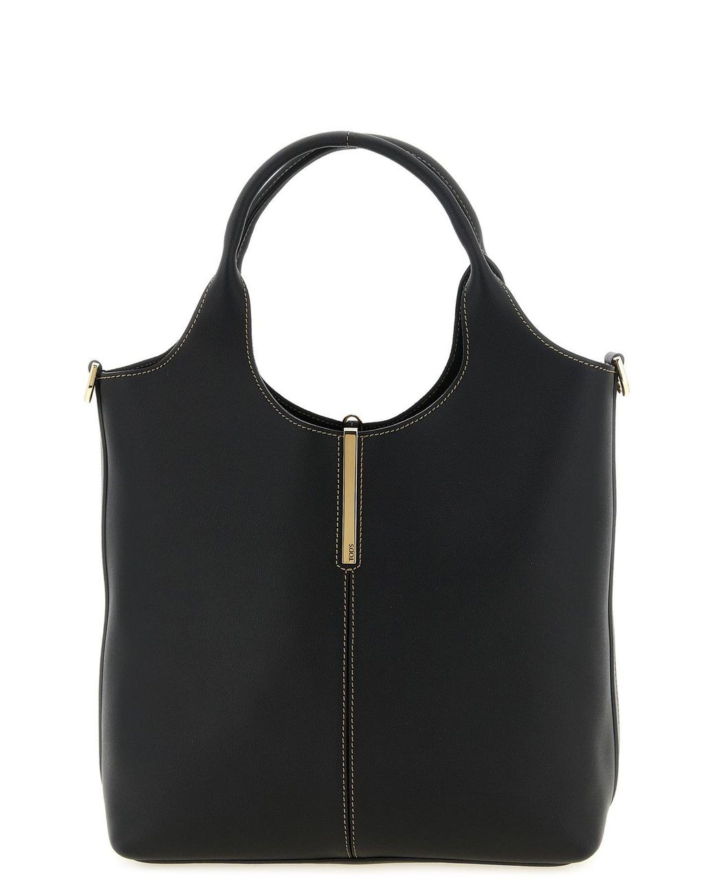 Tod's Black Small Metal Plate Shopping Bag