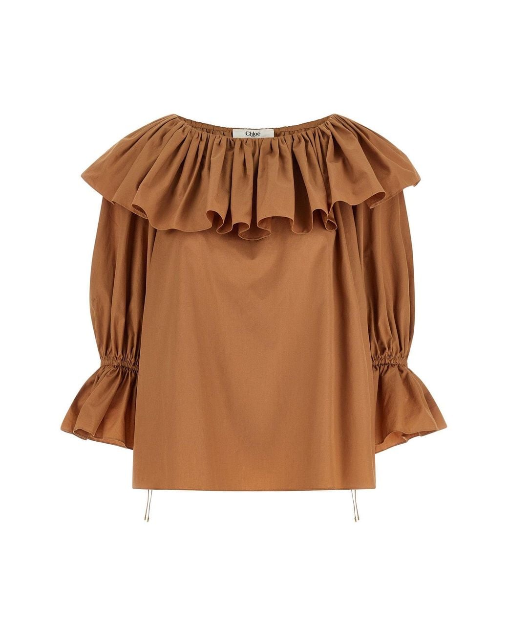 Chloé Brown Chloé Blouse Sculptural Ruffle Detail