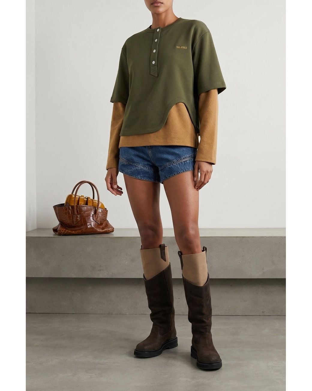 The Attico Blue Cut-Out Shorts