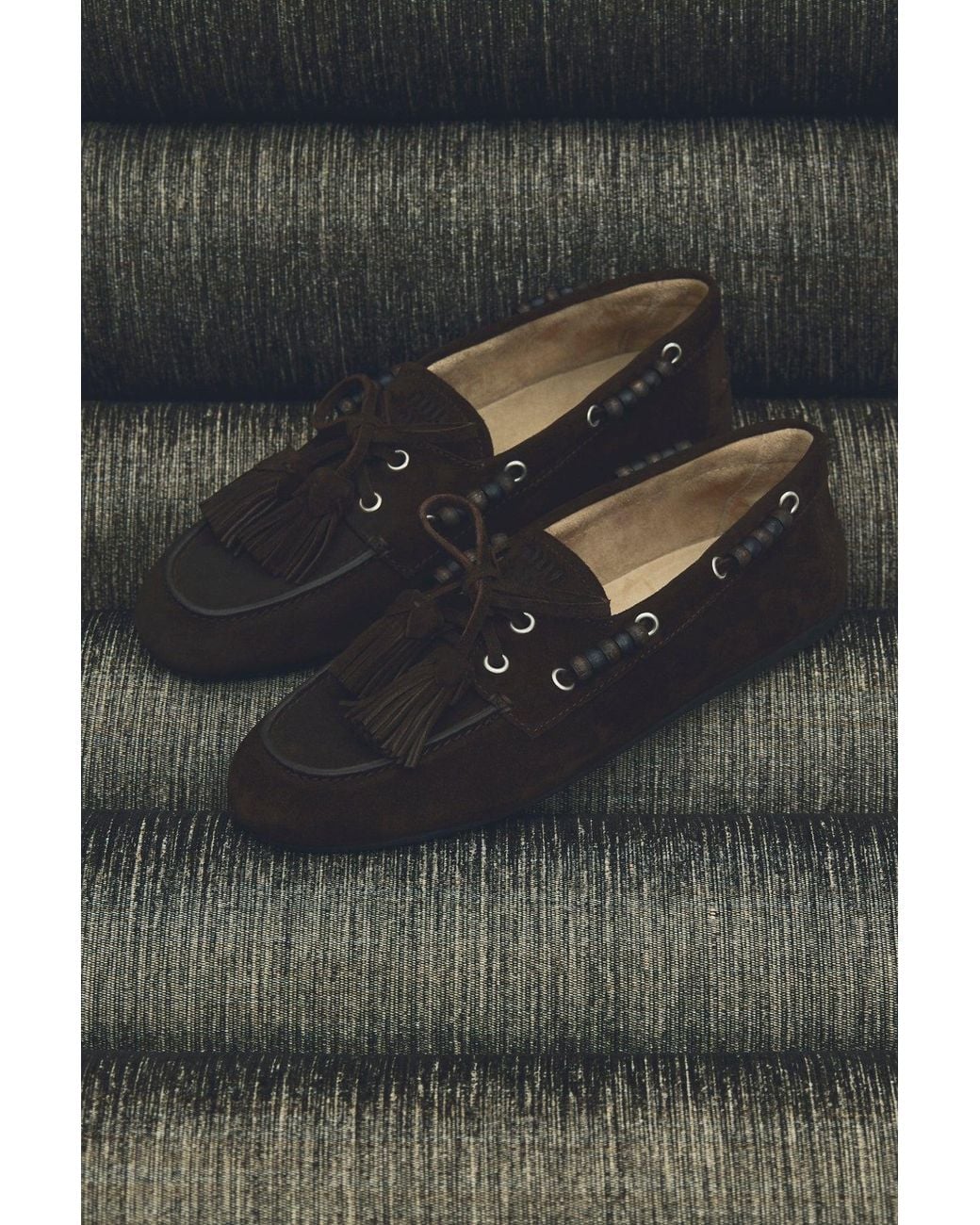 Miu Miu Black Boat Shoe With Tassels