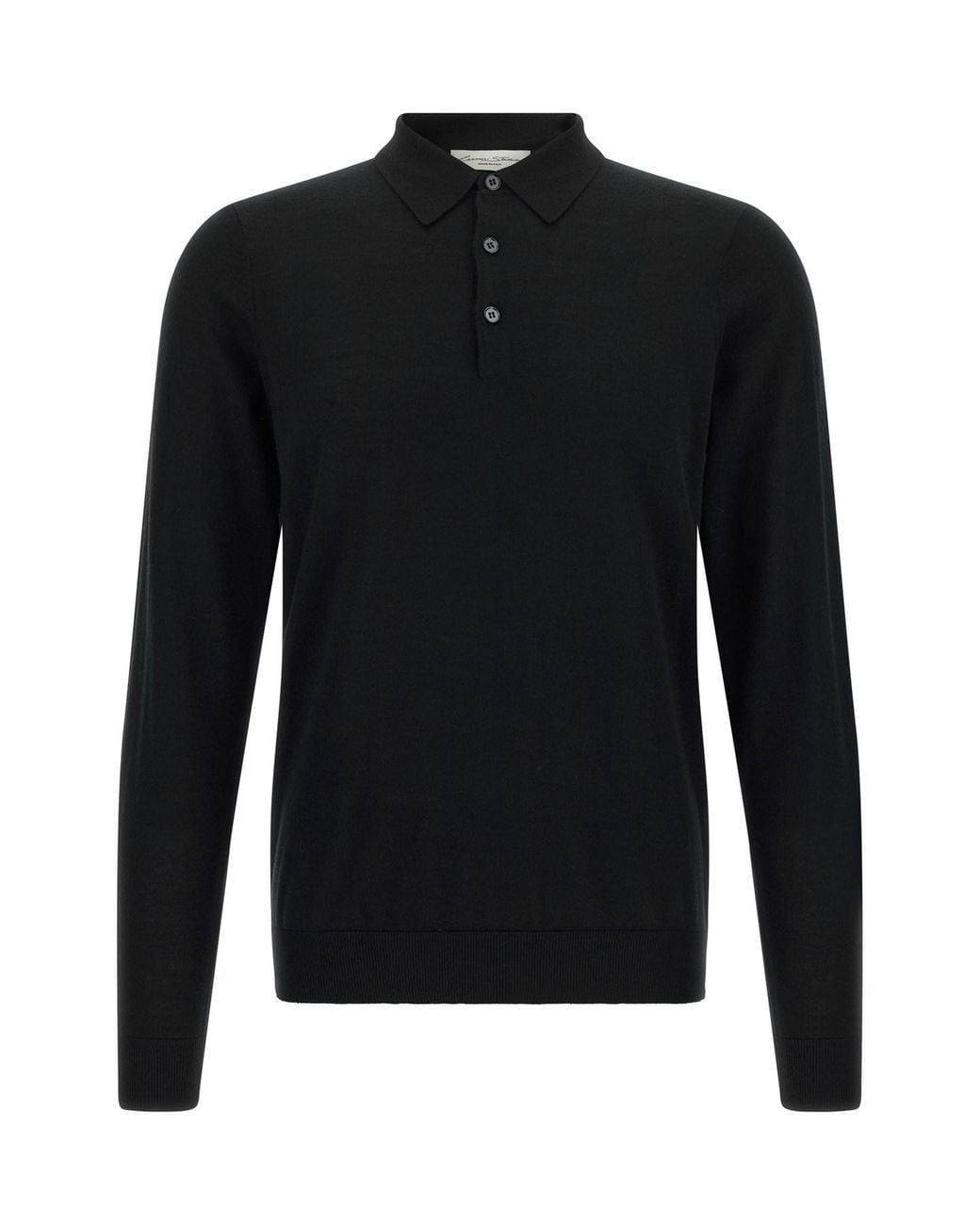 LARMERI STUDIO Black Merino Wool Polo Shirt for men