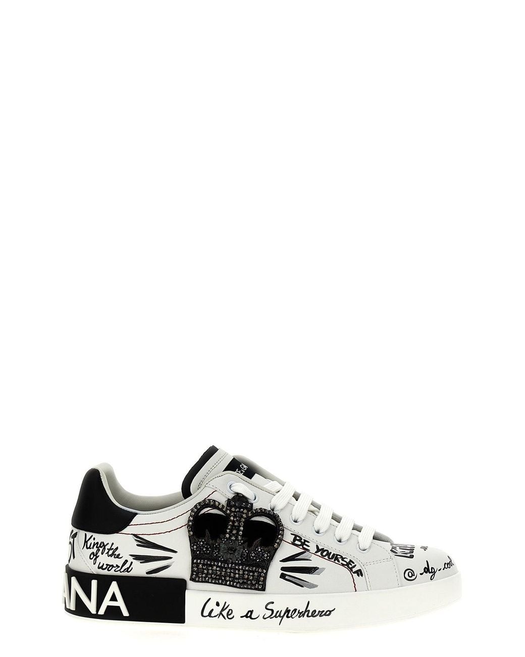 Dolce & Gabbana Black Low-Top Sneaker With Embroidered Crown for men