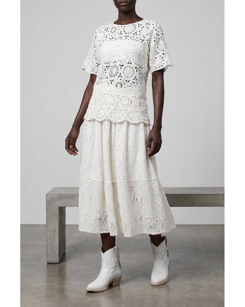 Comme des Garçons White Comme Des Garçons Macramé Cotton T-Shirt