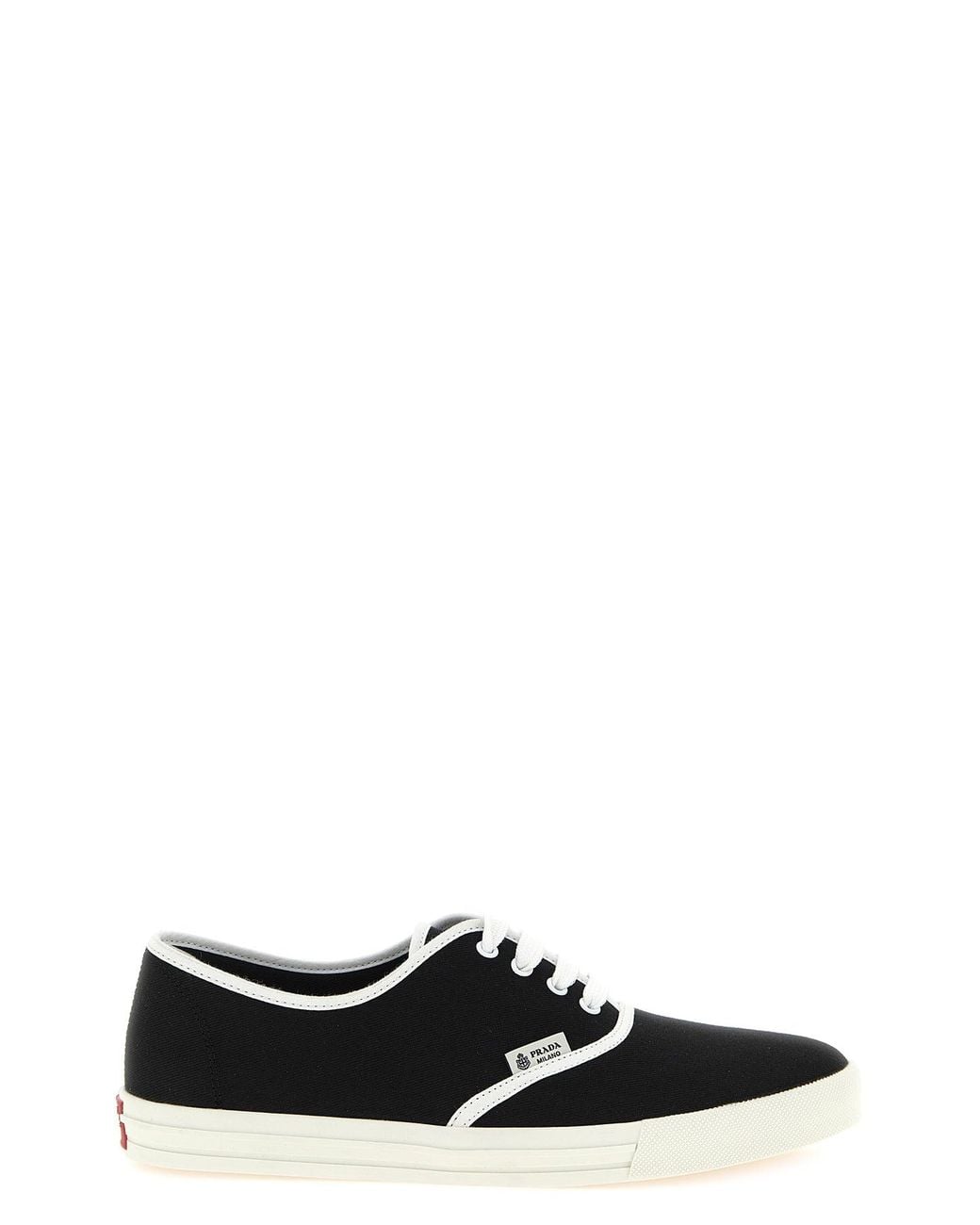 Prada Black Low-Top Sneaker With Contrast Piping for men