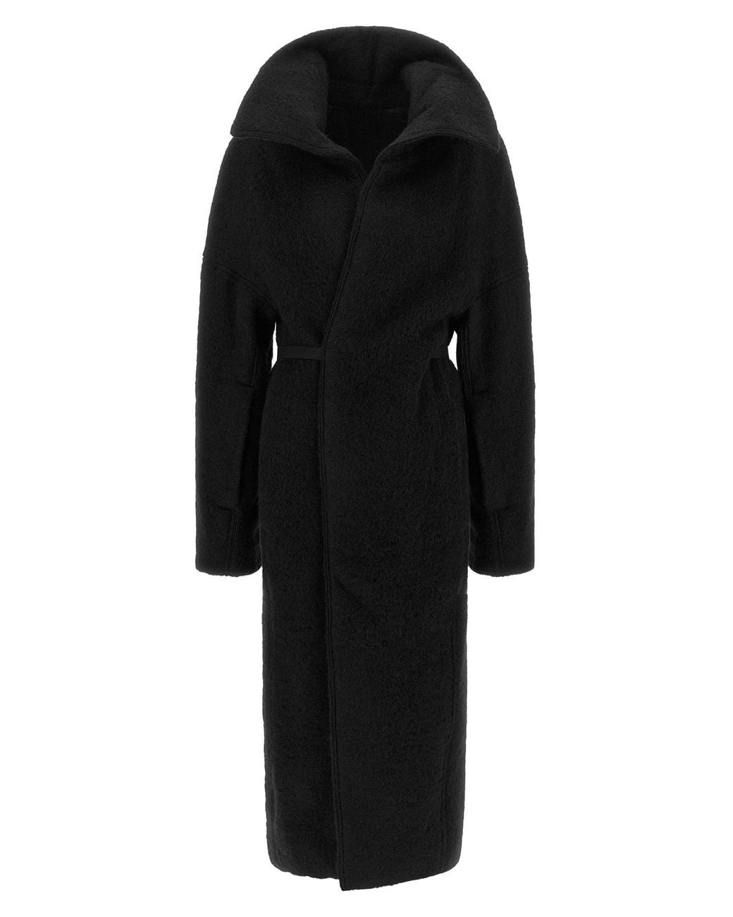 Rick Owens Black Dracucollar Belted Coat