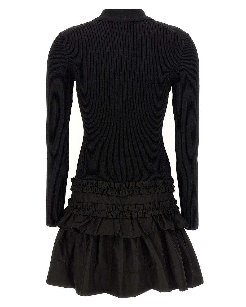Ganni Black Dress 'Melange Rib Knit Mini Dress'