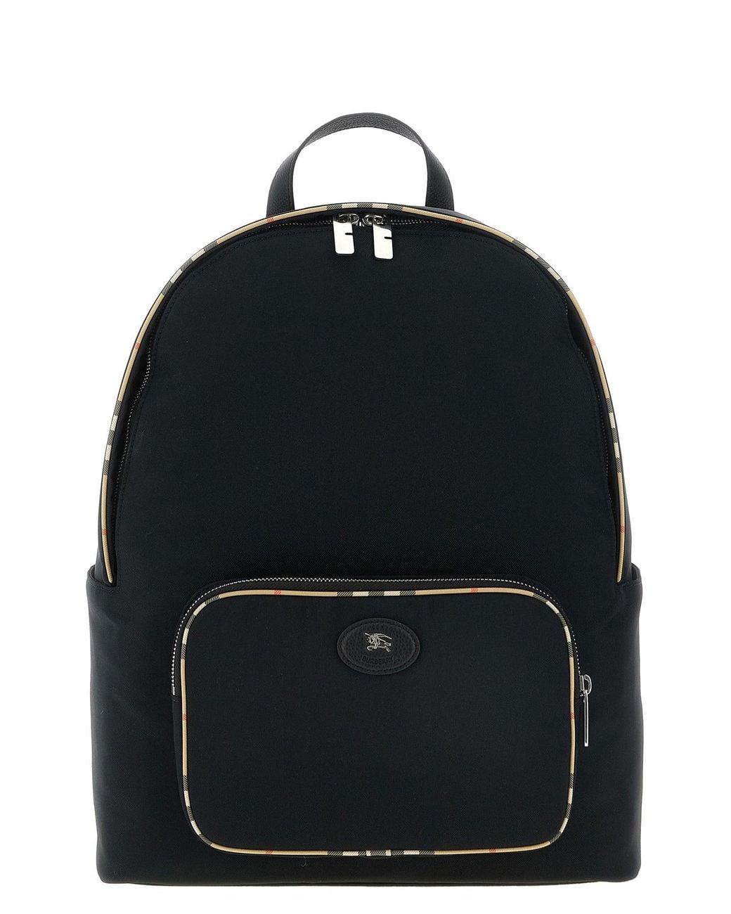 Burberry Black Check Trim Backpack for men