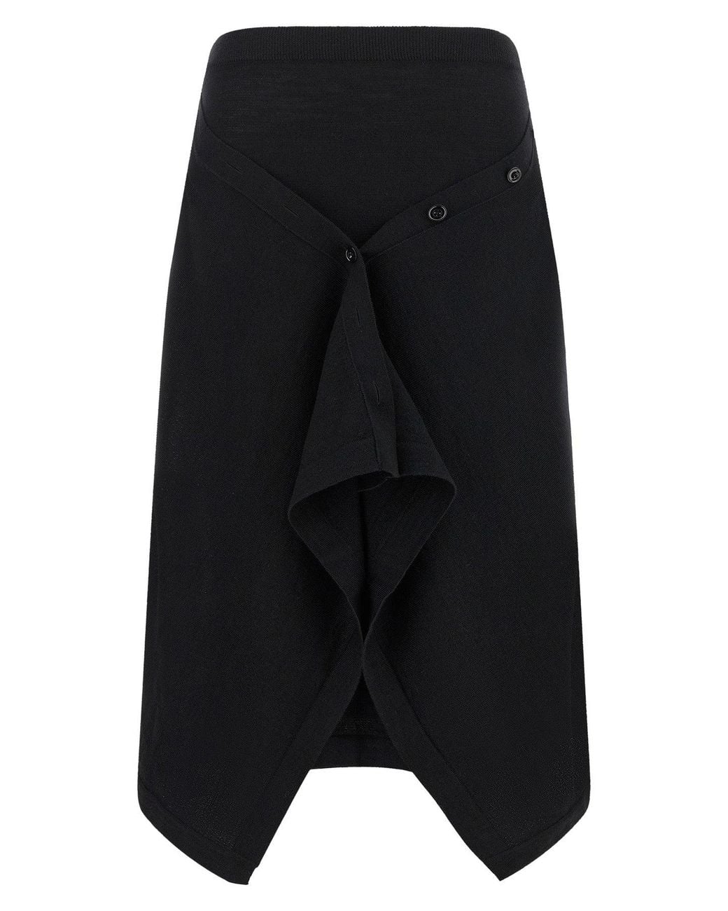 Lemaire Black Skirt With Asymmetric Buttoned Drape