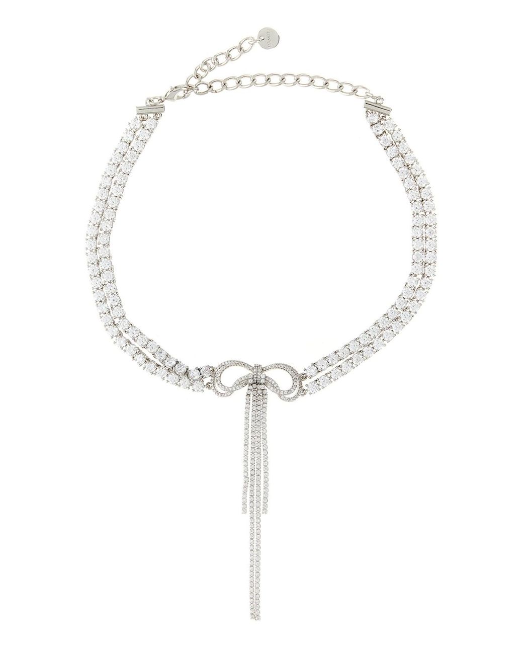 Self-Portrait White 'double Crystal Bow' Necklace
