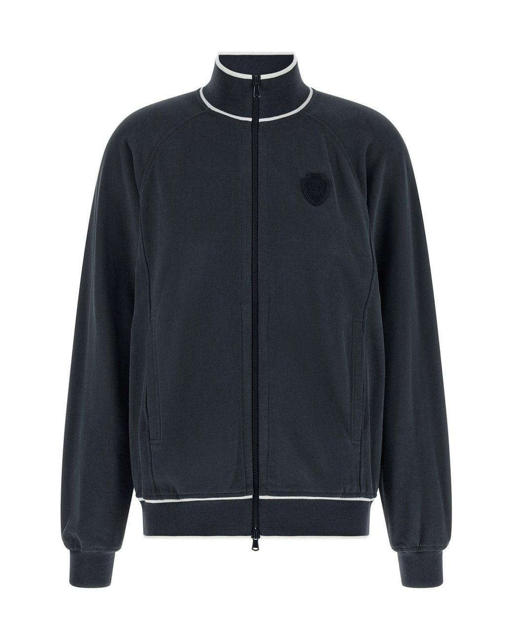 Brunello Cucinelli Blue Sweatshirt With Crest Logo