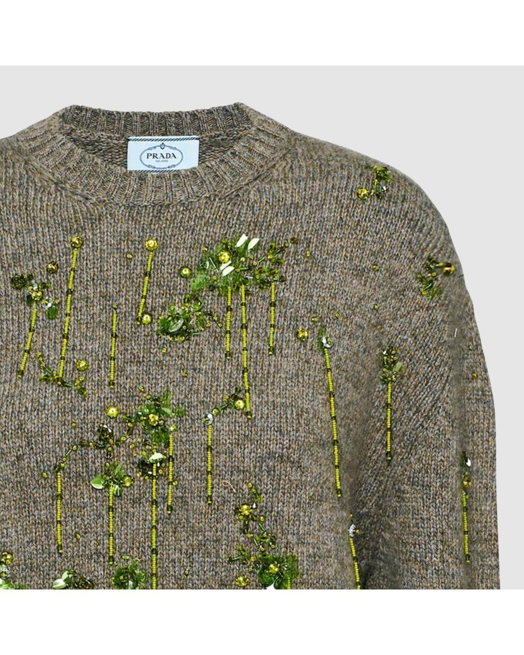 Prada Embroidered Wool & Cashmere Sweater in Green | Lyst