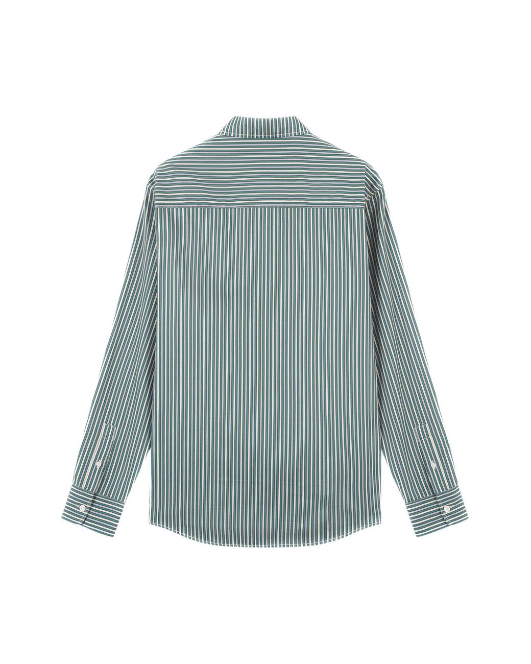 Maison Kitsuné Casual Shirt In Striped Washed Cotton Twill With
