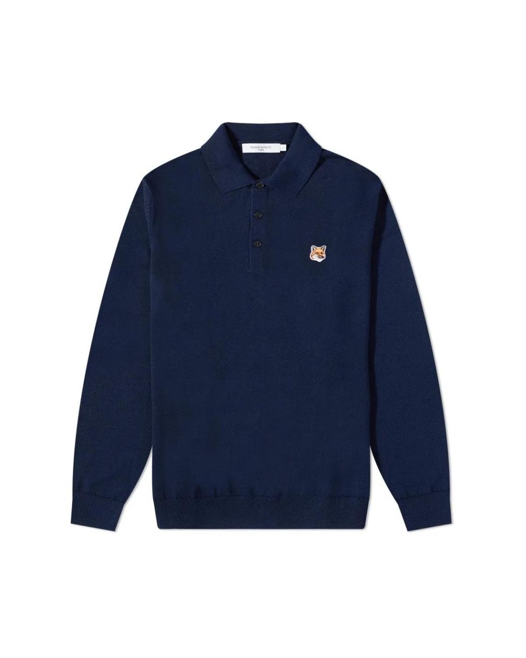 Maison Kitsuné Fox Head Patch Polo Jumper Navy in Blue for Men | Lyst