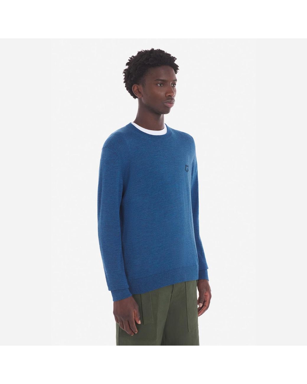 Maison Kitsuné Bold Fox Head Patch Regular Jumper Sapphire in Blue