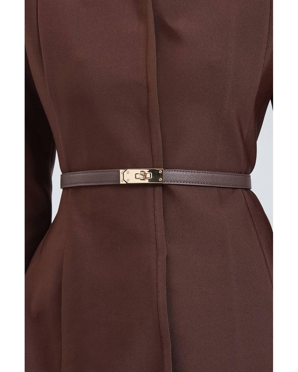 Karen Millen Brown Bandage Studded Belt High Neck Wrap Blazer