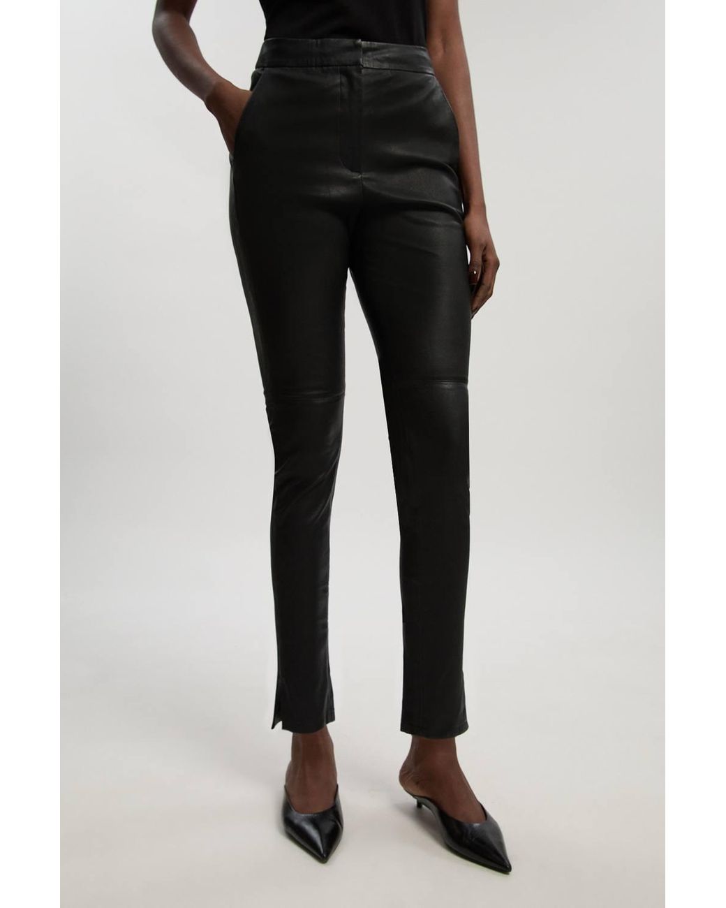 Karen Millen Black Forever Stretch Leather Legging Pants