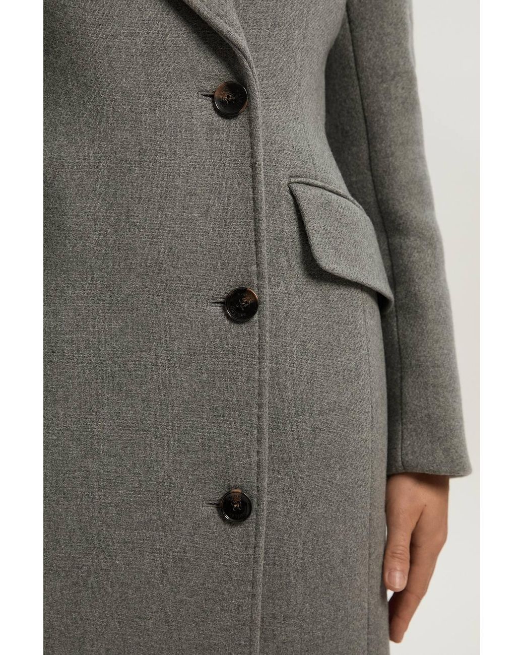 Karen Millen Gray Forever Wool Blend Tailored Fitted Maxi Coat