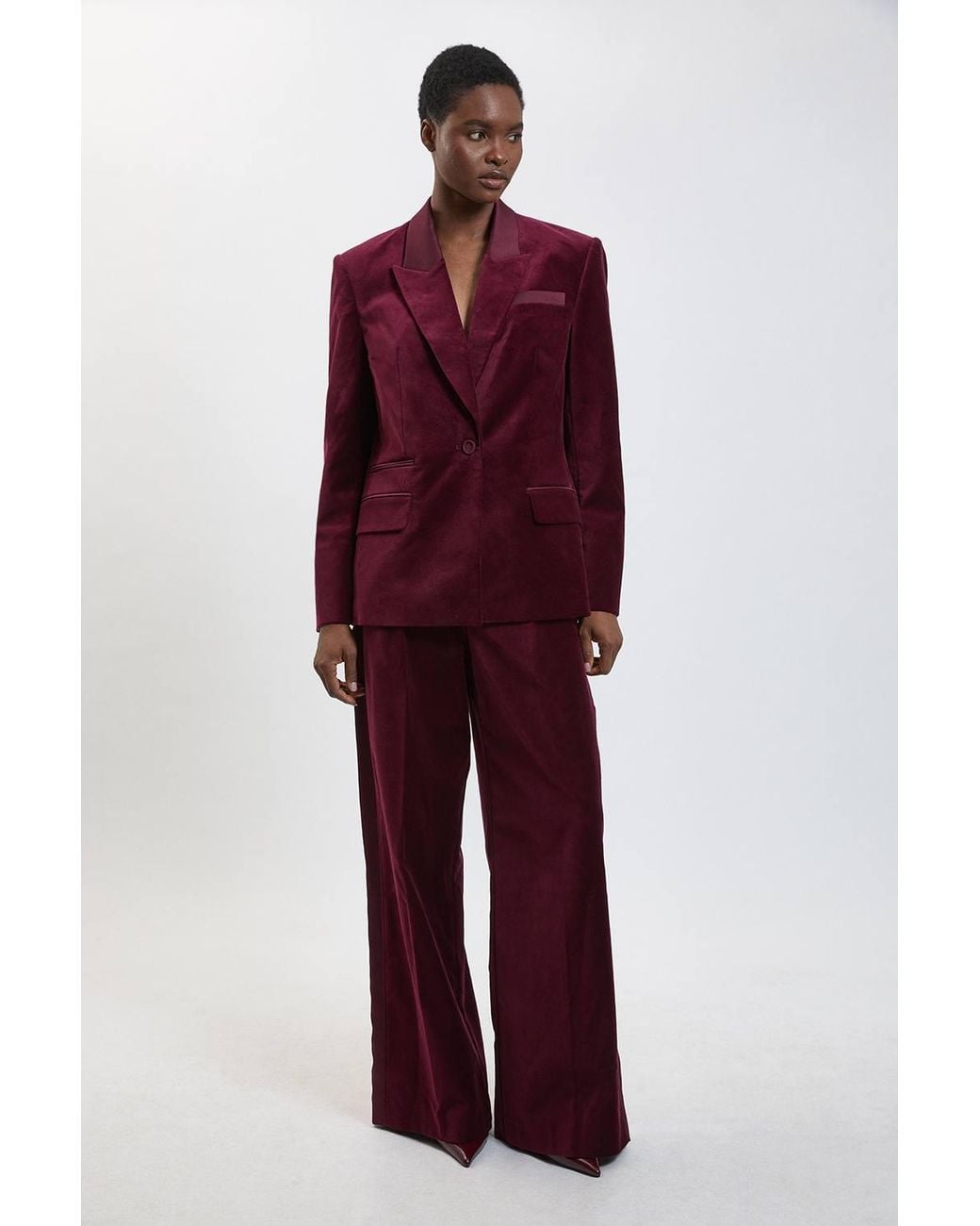 Karen Millen Velvet Tailored Wide Leg Trouser