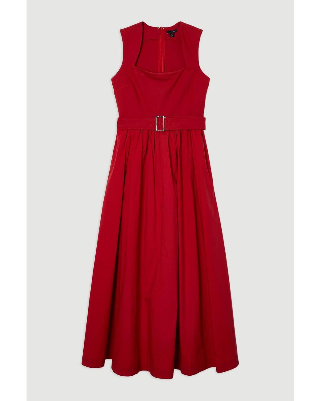 Karen Millen Red Scoop Neck Jersey Cotton Mix Maxi Dress